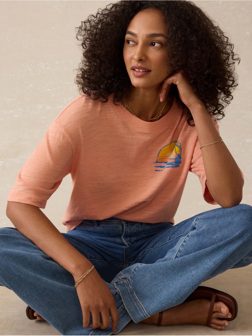 Women's Peach Faherty Graphic Tee